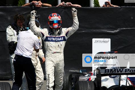 Robert Kubica Pol Bmw Sauber F Celebrates His First Gp Win In