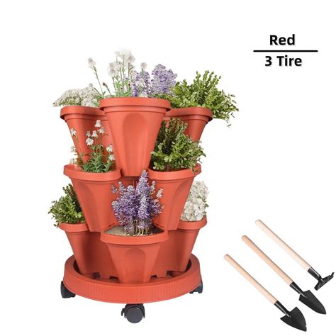 Stackable Planter, Tower Garden Planters, Indoor Outdoor Gardening Pots ...