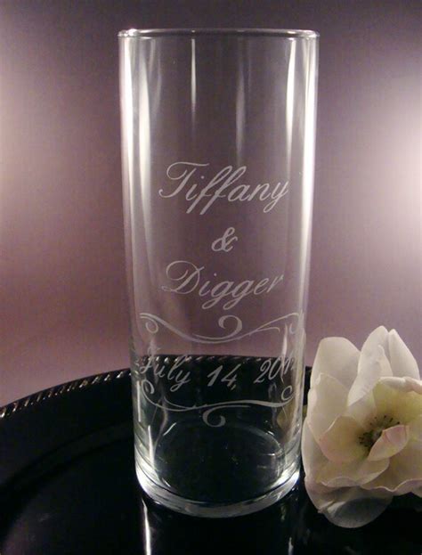 Items Similar To Wedding Unity Candle Vase Personalized Etched Glass Candle Vase W Floating