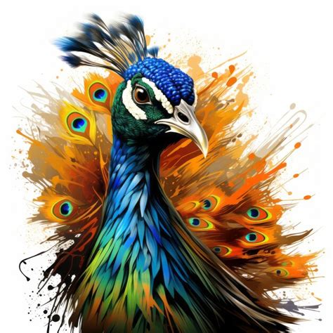 Premium AI Image A Painting Of A Peacock With Colorful Feathers