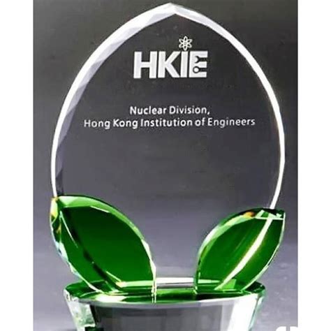 Transparent And Green With Branding Uv Printing Crystal Glass Trophy