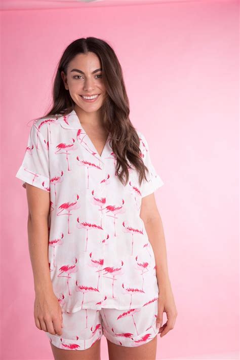 Pink Flamingo Pj Set Pajama Sets Womens Pajamas Pajama Etsy