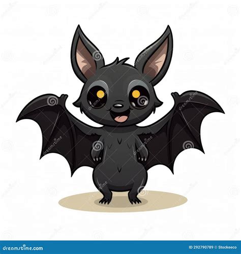 Cute Black Cartoon Bat Illustration in Tonga Art Style Stock ...