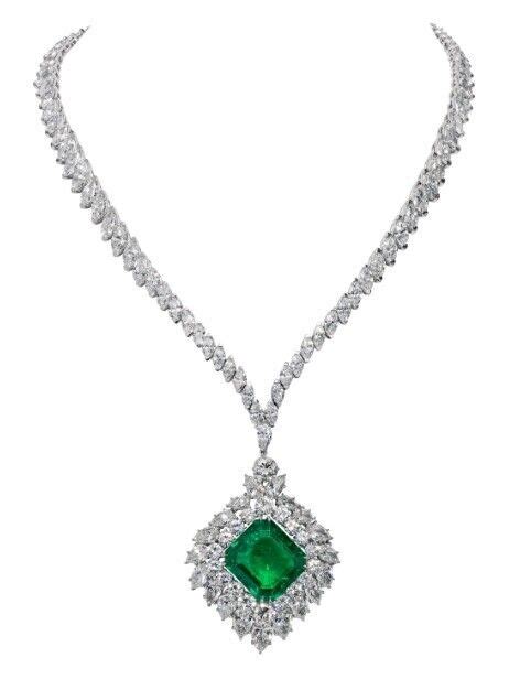 Syn Emerald Women Statement Necklace Sterling Silver Handmade High