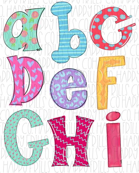 Whimsical Doodle Alphabet Alpha Second Pack Including Extras For Designing And Sublimation