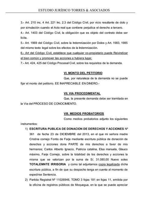 Modelo De Demanda De Nulidad De Acto Jurídico Pdf Descarga Gratuita