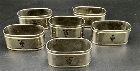 6 X 3rd Reich Silver Plated Napkin Rings From A Dzr Zeppelin Airship