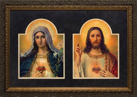 Antique Sacred And Immaculate Hearts Framed Art Catholic To The Max