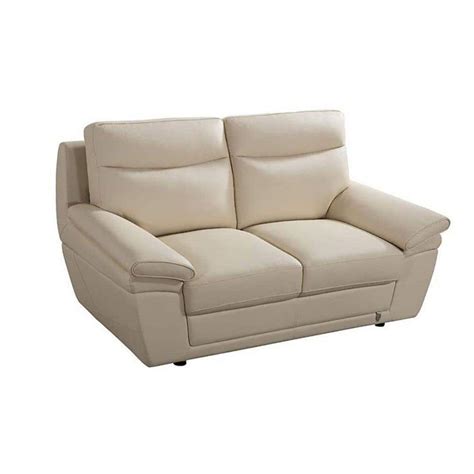 Benjara In Cream Solid Faux Leather Seater Loveseat With Channel