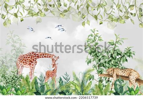 Amazon Animals Wallpaper Tropical Forest Stock Illustration 2206517739 ...