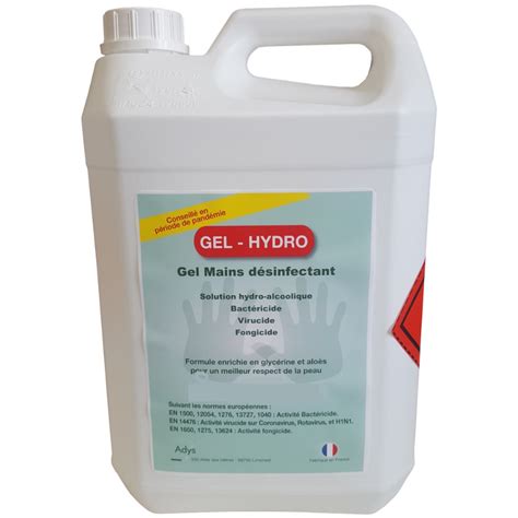 Bidon de 5 litres gel hydroalcoolique Adys Désinfection des mains