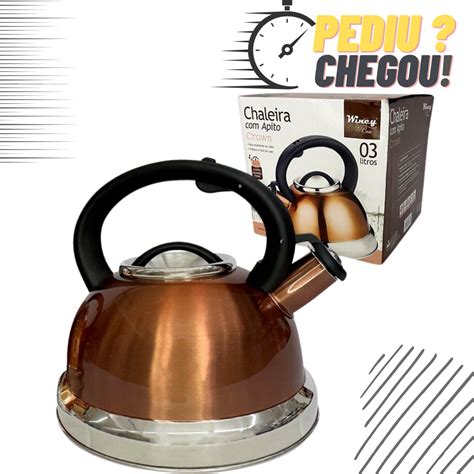 Chaleira Inox Apito Crown Bronze 3 Litros Bronze Shopee Brasil