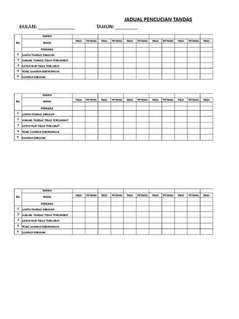 Jadual Bersih Tandas