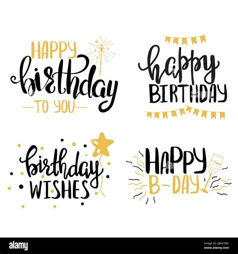 Happy Birthday Hand Lettering Set Stock Vector Image Art Alamy