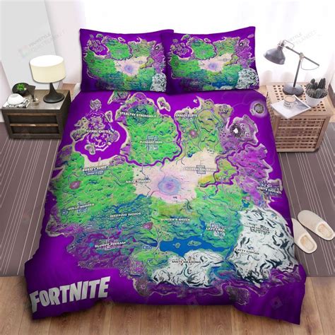 Fortnite Map In Purple Background Bedding Set Full - REVER LAVIE