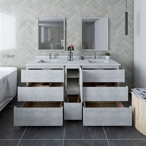 Floor Standing Double Sink Modern Bathroom Vanity W Mirrors In