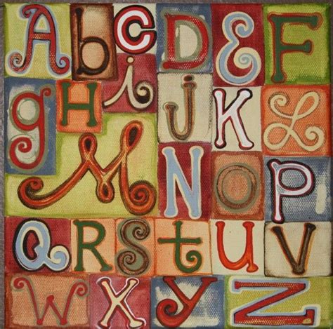 8 X 8 Whimsical Alphabet Etsy Alphabet Whimsical Lettering