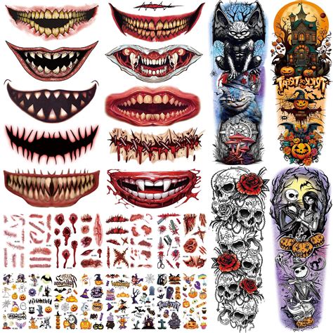 Buy Aresvns Halloween Makeup Temporary Tattoos Clown Horror Mouth