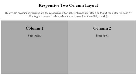 How To Create A Responsive Two Column Layout In Html And Off