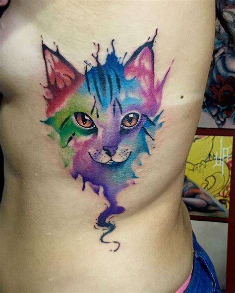 Cat Watercolor Tattoo By Juan David Castro R Cat Tattoo Watercolor