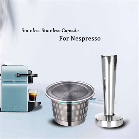 Refillable Nespresso Coffee Capsules Tamper Set Reusable Stainless Steel Espresso Pod Filter