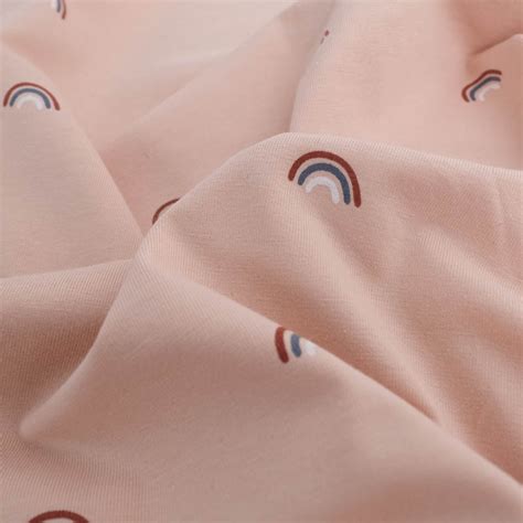 Tissu Jersey Arc En Ciel Rose Oeko Tex Mercerine