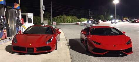 Ferrari 488 GTB Drag Races Lamborghini Huracan Winner Takes It All