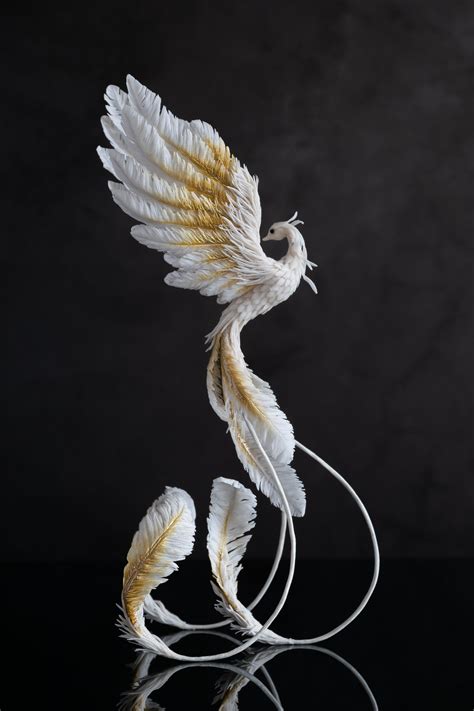 Phoenix Statue Bird With Air Clay Fantasy Ooak Phoenix Sculpture Phoenix Bird Art Bird Art