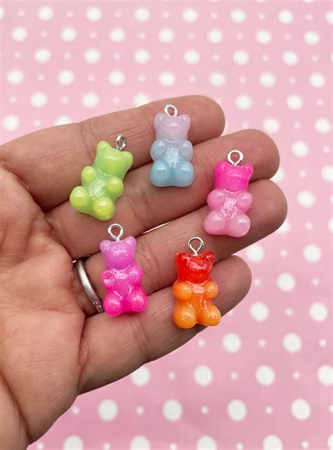 Glossy Gummy Bear Pendant Charms X X Mm Hard Resin Etsy