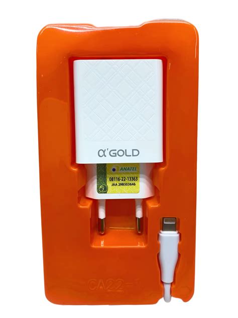 Carregador Completo Para Lightning AlphaGold Fonte E Cabo 3 1A CA22 2