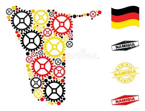 Mechanics Composition Namibia Map In German Flag Colors And Grunge