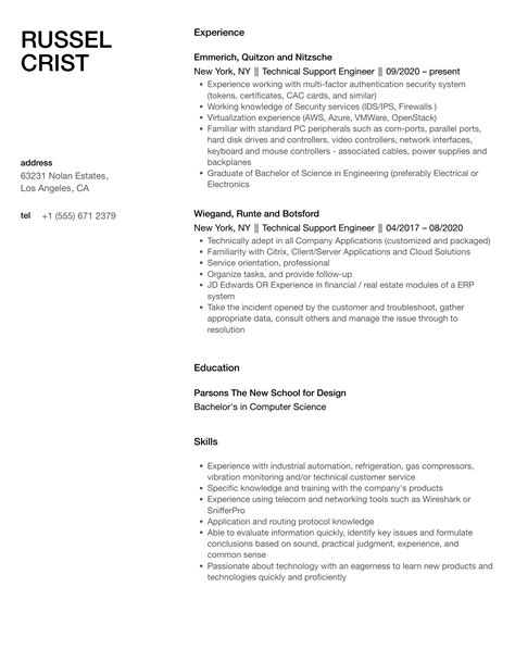 Technical Support Engineer Resume Samples Velvet Jobs