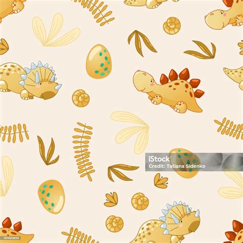 Seamless Cute Dinosaur Pattern Stock Illustration Download Image Now