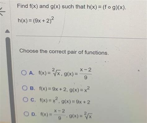 Solved Find F X And G X Such That H X F O G X H X