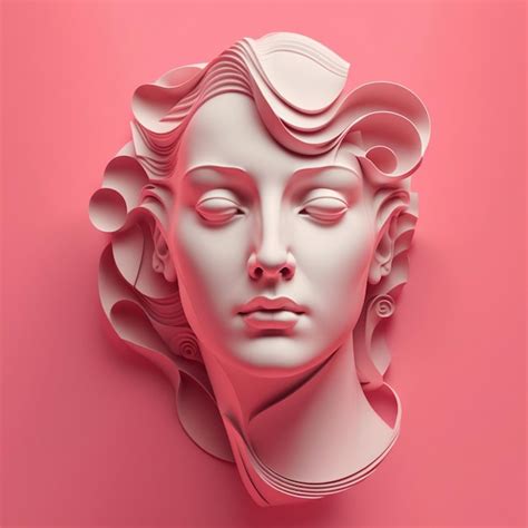 Premium Ai Image A Design Of A Womans Face Sculpture On A Pink