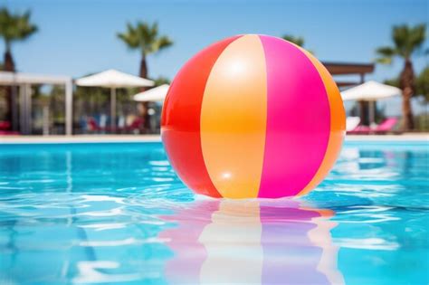 Bola De Praia Colorida Na Gua Da Piscina Infl Vel Brinquedo De F Rias