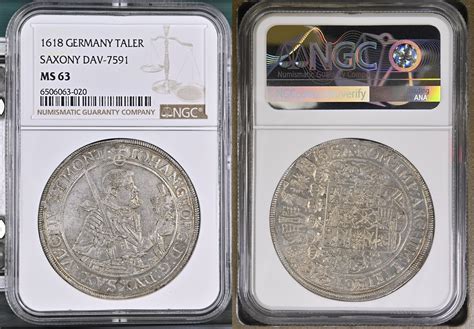 Germany German States Saxony Taler Coin Ngc Ms F Stg Stg Thaler