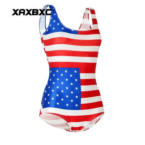 Xaxbxc 1194 Summer Sexy Girl Swimwear Bodysuit Stars And Stripes Usa