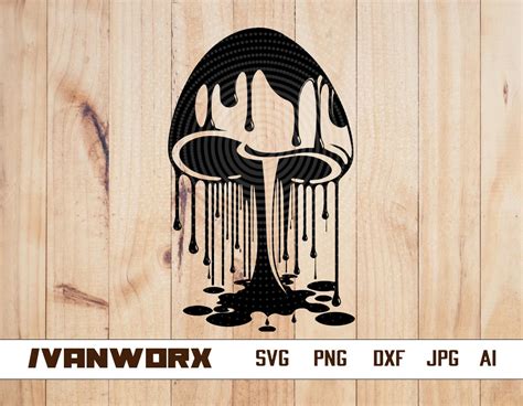 Dripping Mushroom Svg Fungi Svg Mushroom Svg Psychedelic Svg Dripping