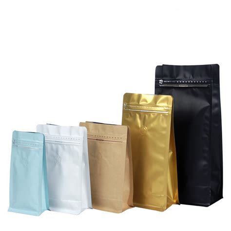 Custom Printed Coffee Bag Packaging Flat Bottom Coffee Bags With Valve