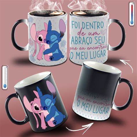 Caneca Magica Lilo E Stitch Angel Amor Img Quente Fria Shopee Brasil