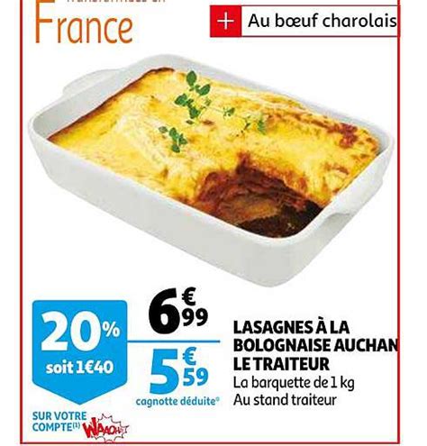 Promo Lasagnes La Bolognaise Auchan Le Traiteur Chez Auchan