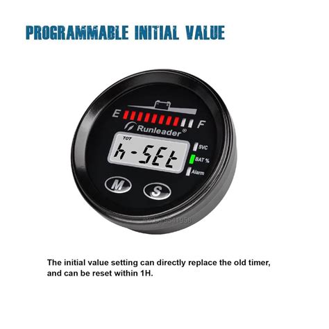 Runleader Led Battery Fuel Gauge Hour Meter Voltage Alarm