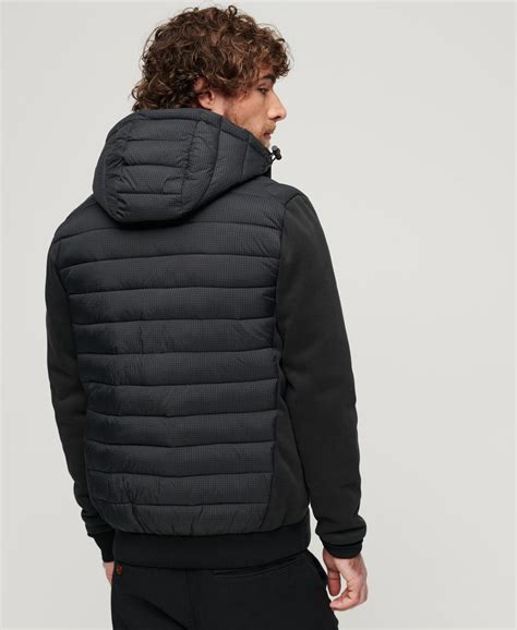 Mens Hooded Storm Hybrid Padded Jacket In Black Superdry Uk