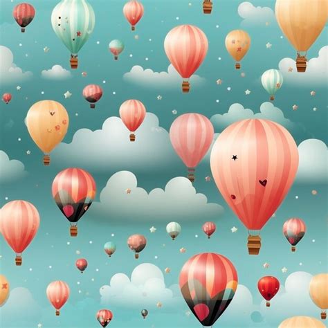 Premium AI Image Cute Hot Air Balloons Seamless Pattern Tile Created With Generative AI