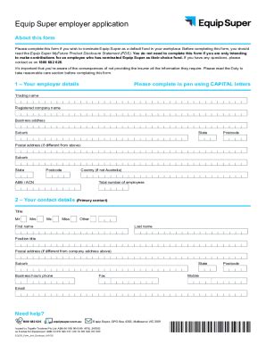 Fillable Online Superannuation Forms Equip Super Fax Email Print