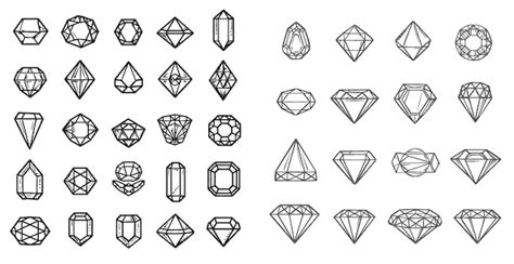 Iconos De Diamantes De Joyas Conjunto De Iconos De L Neas Vectoriales