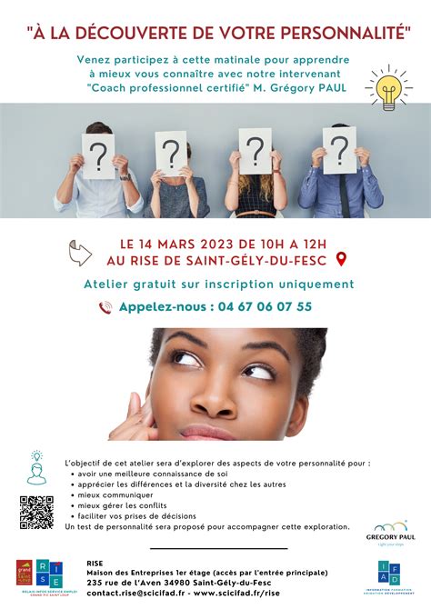 Atelier A La D Couverte De Votre Personnalit Rise Relais Infos