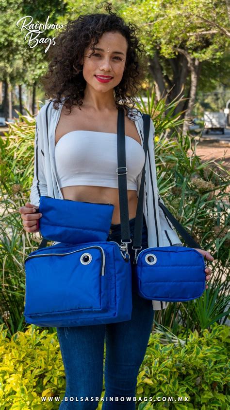 COMBO DE 3 PIEZAS BOLSA MAMBA CROSSBODY COSMETIQUERA LONA AZUL