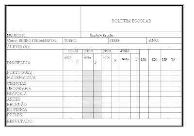 Modelo De Boletim Escolar Para Imprimir - Vários Modelos